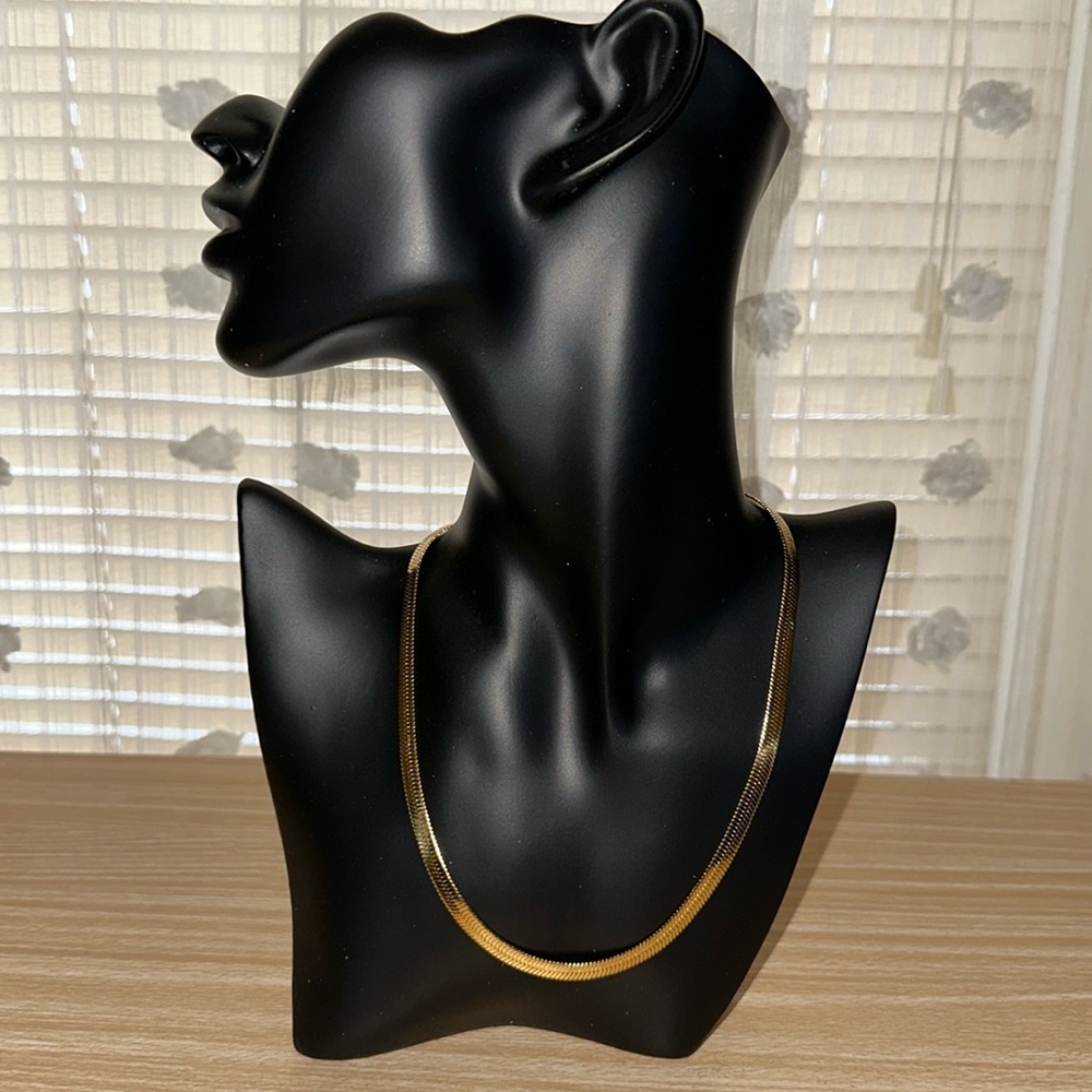 New Jennifer Zeuner 14k plated yellow gold Herringbone Chain Necklace